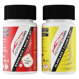 MOTIONCOLORS Creme Parthenon/Parthenon Beige J3P3 für Peugeot Autolack Lackstift Set Basislack und Klarlack je 50ml