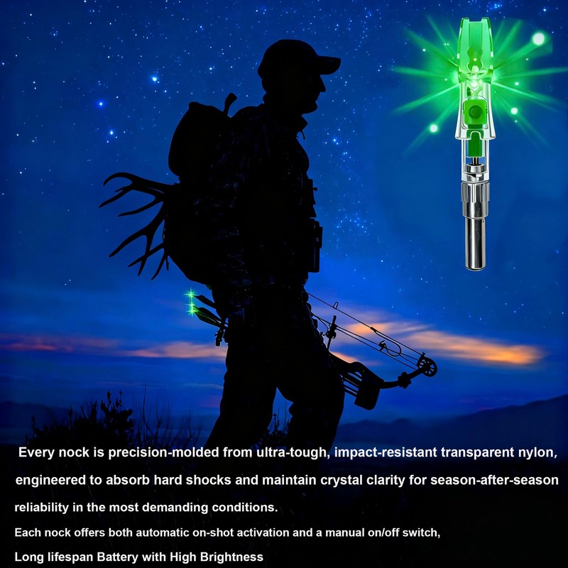 NoxDyn 12pcs X Lighted Nocks for Arrows with .205'' .232''