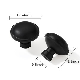 CABDM 10 Pack 1-1/4 Inch Kitchen Cabinet Knobs - Matte Black Zinc Drawer Pulls - Round Handles for Dresser Drawers