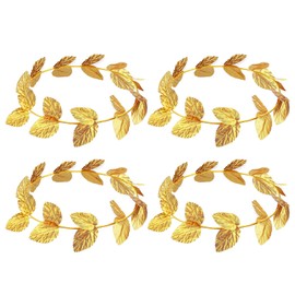Unittype Roman Laurel Toga Head Wreath Goddess Headpiece Circlet 7.3 Inches in Diameter Gold Leaf Crown Golden Greek Emperor Crown Toga Headwear (60 Pcs)