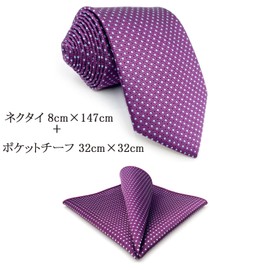 S&W SHLAX&WING Men's Necktie Set, Pocket Square Necktie, 57.9 inches (147 cm), Satin Weave, Formal, A66-SH