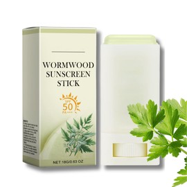 Wormwood Face Sunscreen Stick, Waterproof Sunblock Stick SPF 50+, Suncream Factor 50 for Face PA+++, Refreshing Sun Cream Spf 50, Strong UVA + UVB Protetion, Moisturizing & Non Greasy