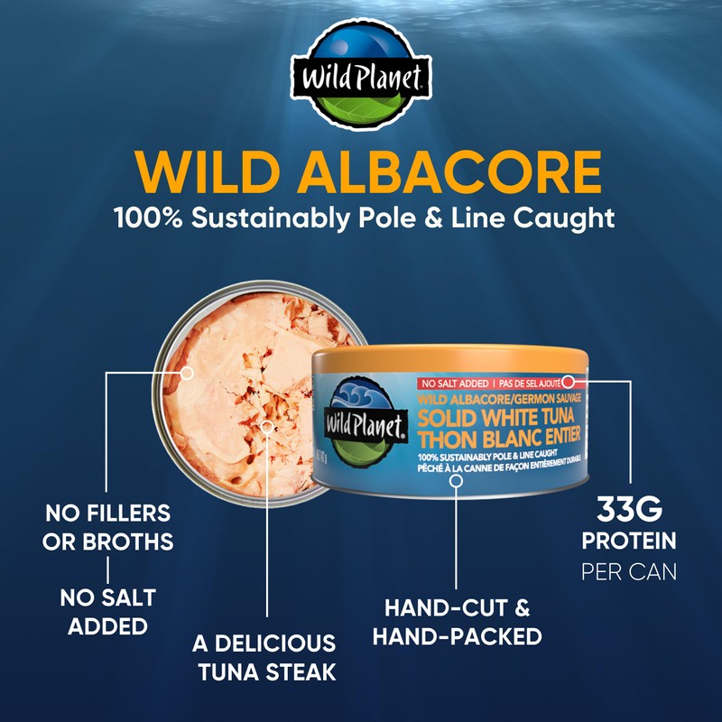 Wild Planet Wild Albacore Tuna, No Added Salt, Canned Tuna,