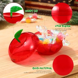Cabilock Apple Shaped Favor Box, 2.4 inches, 24 pcs - Premium Plastic, Lightweight, Transparent, Christmas Design, Candy Gift Wrap, Wedding, Holiday, Birthday Supplies