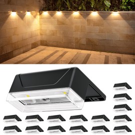 Ellasay Solar Fence Lights Outdoor: IP65 Waterproof RGB Solar Powered with 8 Lighting Modes - Wall Decor for Garden Deck Patio Backyard Balcony 16 Pack