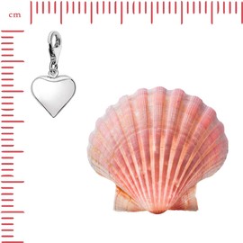 Quiges Silver-Plated Charm Pendant with Heart Motif and Lobster Clasp, for Bracelets, Silver Plated, 1