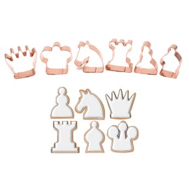 The Fussy Pup 6 piece Miniature Chess Cookie Cutter Set, 1.75 inch tall king, queen, rook, bishop, knight, pawn