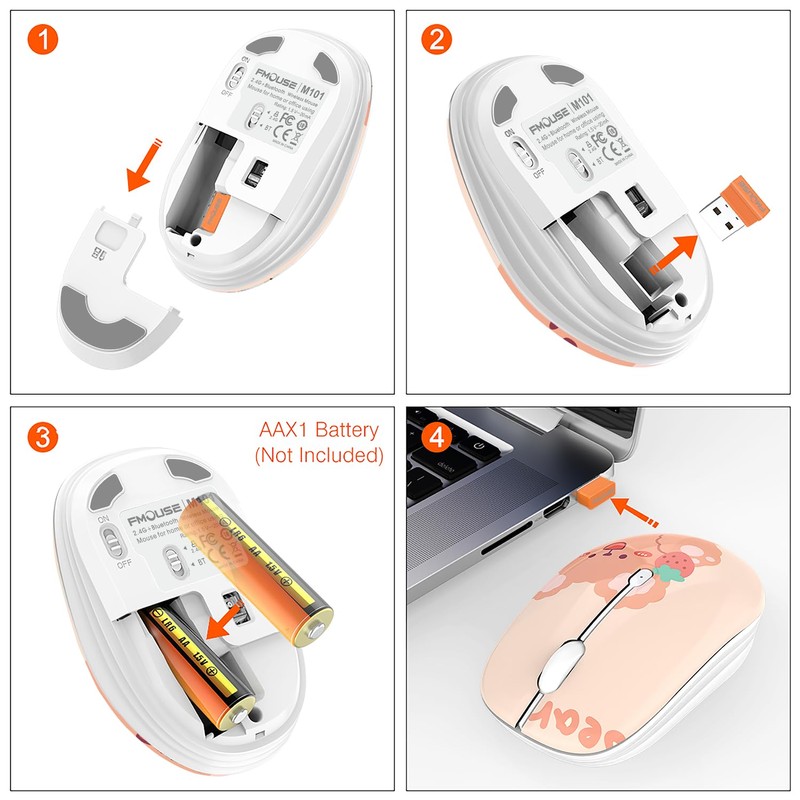 FMOUSE Lindo Mouse Bluetooth, Inalámbrico con tecnología 2,4 GHz, Ratón