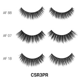 Laflare 3D Cashmere False Eyelashes 3 pcs Multipack, Ultra Soft, Glam, Wispy, Fresh, Luxurious, Cruelty-Free, Reusable, 100% Cashmere Texture, Fake Eyelashes 3 Pairs Eco Pack (CSR3PR)