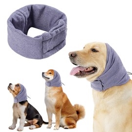 Yanmucy Dog Ear Muffs for Anxiety Relief Adjustable Dog Calming Hoodie Head Cover Pet Snood Neck and Ears Warmer for Reducing Noise Protection Anti-Scaring (Purple, Small)