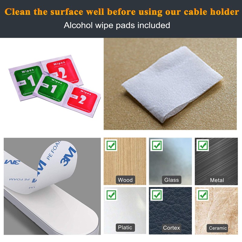 SOULWIT Cable Holder Clips, 3-Pack Cable Management Cord Organizer Clips