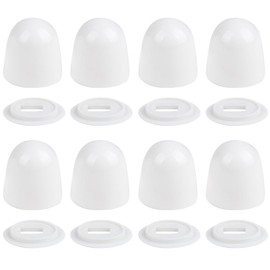 RecDec 8 Pack Toilet Bolt Covers Cap White Plastic Snap-On Taller Caps with Washer Universal Fit for Uncutting Floor Mount Screws Bowl Decorative Bidet Seat Easy Install