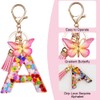 OSDUE Fashion Alphabet Initial Letter Keychain, Women Tassel Butterfly Pink