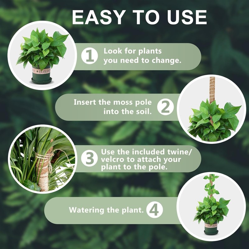 60 Inch Moss Pole, Bendable Moss Pole for Plants Monstera,
