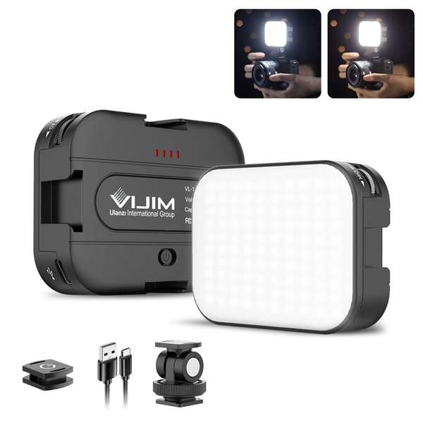 VIJIM VL100C Bi-Color LED Video Light on Camera,Mini Rechargeable 2000mAh