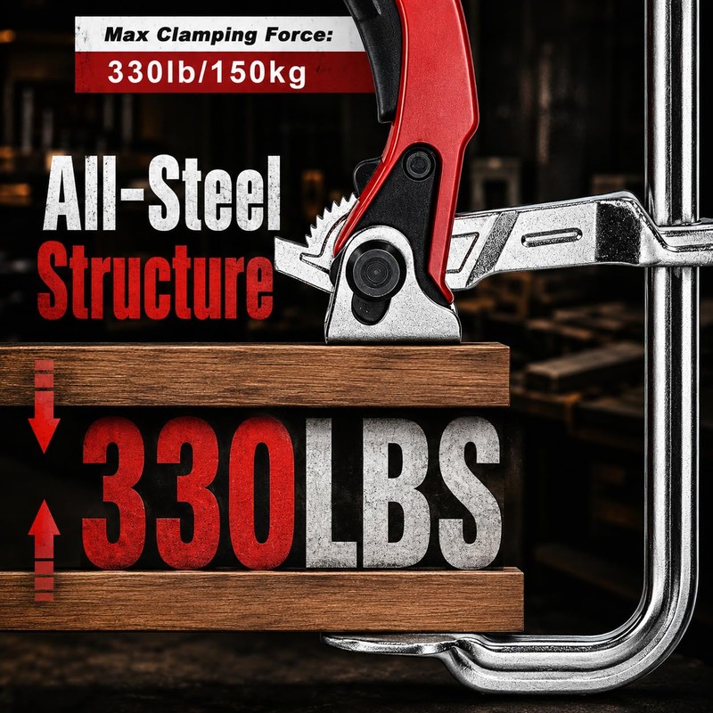 12-Inch 6-Pack Ratcheting Bar Clamps Set, 330 lbs Load Limit