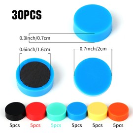 Pack of 30 Fridge Magnets, Whiteboard Magnets for Magnetic Boards, Strong Round Magnets, Small, Colourful Fridge Magnets for Lockers, Perfect for Magnetic Board