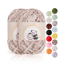 Aeelike Pack of 2 Chenille Yarn, Chenille Yarn for Crocheting Knitting Blanket, 87 Yard (80 m) / Ball Soft, Super Bulky Yarn, Fluffy Velvet Yarn for Beginners and Knitters, DIY Crafts, Panther Pink