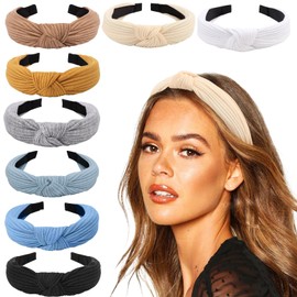 DRESHOW - Diademas de turbante para mujer, de plástico, para el cabello, clásico, con estampado de flores, Paquete de 8 aros de plástico para el pelo C, Talla única