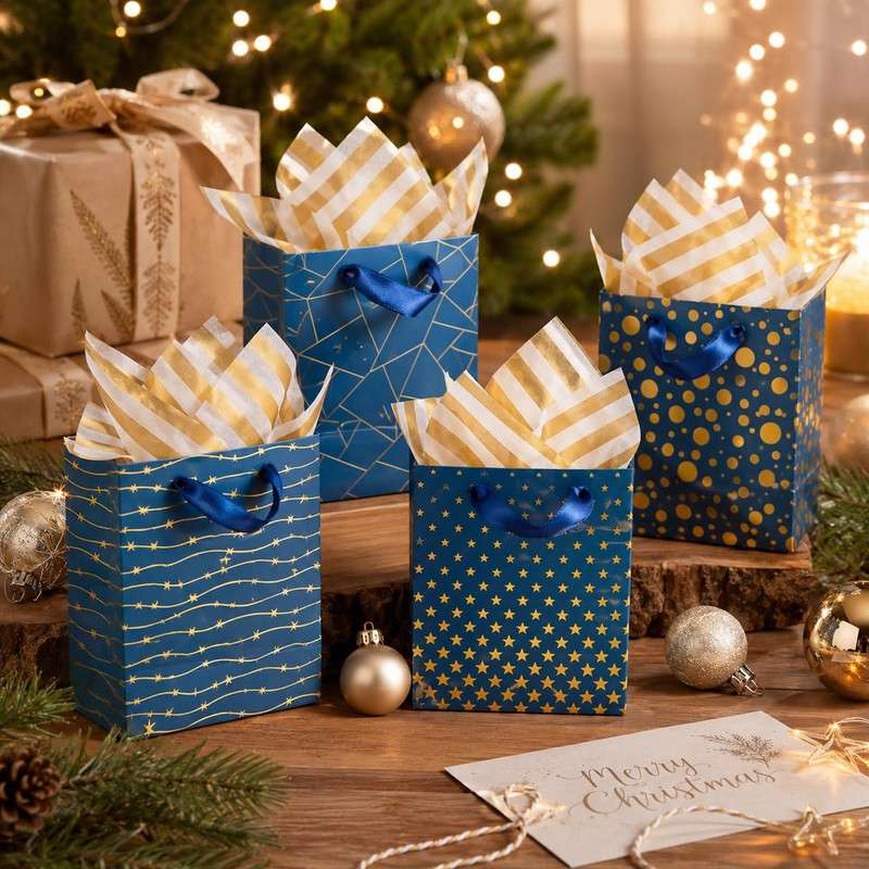 Ranfashiong 12 Pcs Sets 4.7”x4“x2.3” Small Bag with Tissue Paper