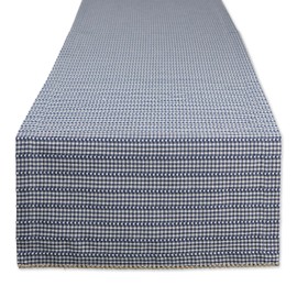 DII Farmhouse Gingham, Checked Tabletop Collection, Table Runner, 14x108, French Blue