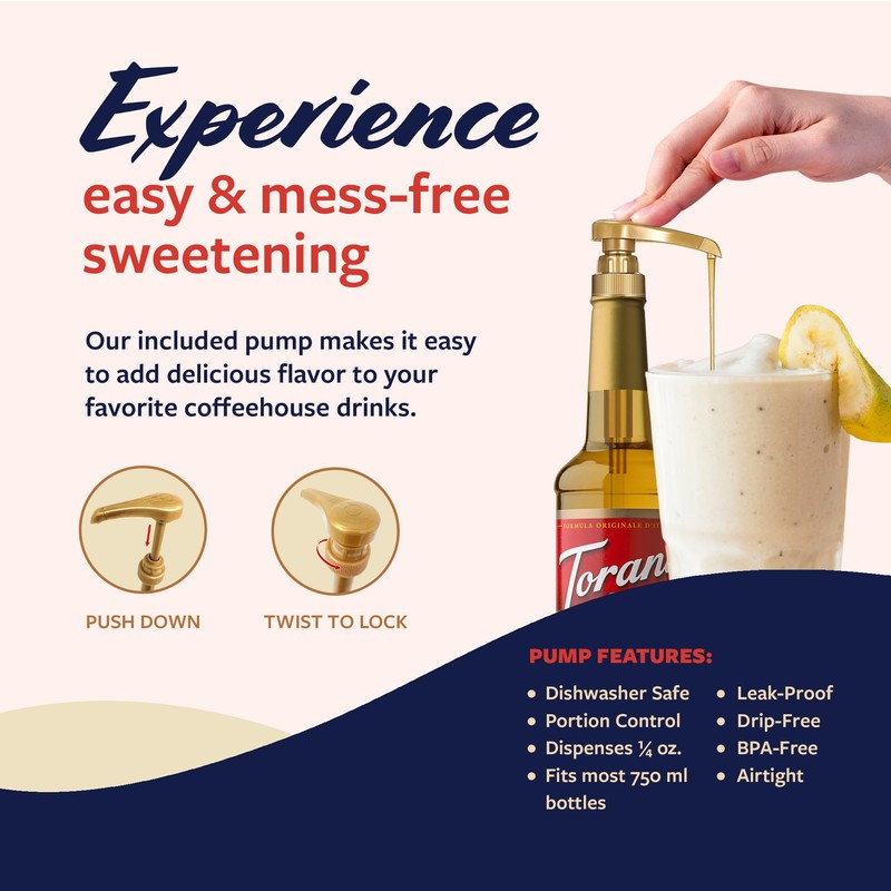 Torani Crème de Banana Syrup for Drinks & Desserts, Pump