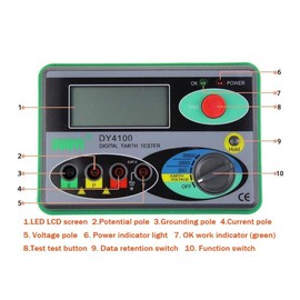 Update DY4100 Digital Earth Ground Resistance Tester Meter Multimeter Resistance Measurer 2000Ω 0.01