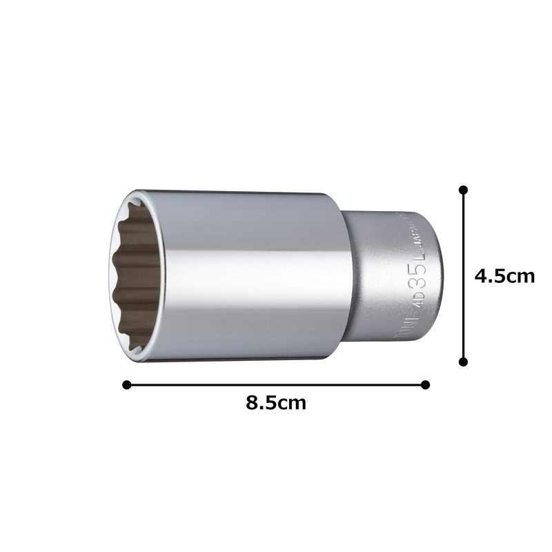 トネ(TONE) ディープソケット(12角) 4D-35L 差込角12.7mm(1/2") 二面幅35mm