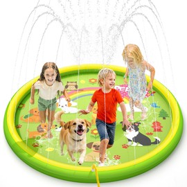 Peradix Splash Pads for Toddlers, 67" Inflatable Kiddie Sprinkler Mat, Outdoor Toys for Kids, Summer Water Pad for Backyard Garden Lawn, Wading Pool for Child 3 Age+