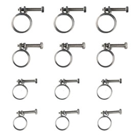 GroveEs 12PCS Stainless Steel Hose Clips,4 Sizes 20 mm 25 mm 32 mm 36 mm Adjustable Double Wire Adjustable Pipe Clips,Round Wire Tube Clips Hoop Plumbing Fastener for Universal Pipelines