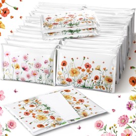 Fourluoo 50 Pack Spring Flower Pocket Tissues Individual Packs Floral Pocket Facial Bulk 3 Ply Wildflower Wallet Travel Tissues for Spring Wedding Party Supplies