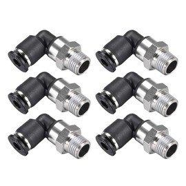 sourcing map Push to Connect Tube Fitting Male Elbow 4mm Tube OD X 1/8 NPT Thread Pneumatic Air Push Fit Lock Fitting 6pcs