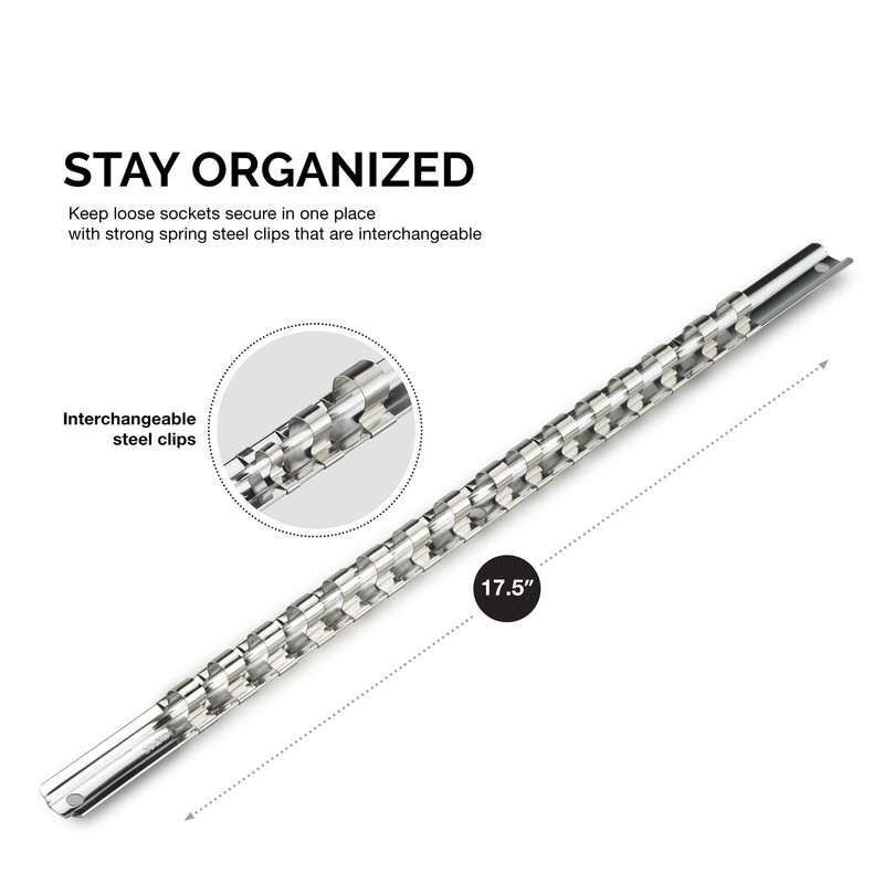 Neiko 03969A Socket Holder Rail, 3 Piece Organizer Set |