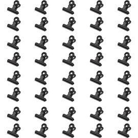 40 Pack Metal Clips 0.87 Inch Small Bull Binder Paper Clips for Picture Photo Crafts Food Bags Home Office Supplies(Black)