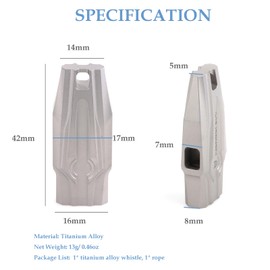 Emergency Whistles Titanium EDC Portable Whistle with Loud Sound up to 120 Decibels, Survival Whistle Keychain for Survival Hiking Camping Pet Training