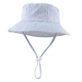 OMUKY Baby Sun Hat Cotton Beach Cap for Infant Toddler Boys and Girls Sun Protection Bucket Hat(Blue,M)
