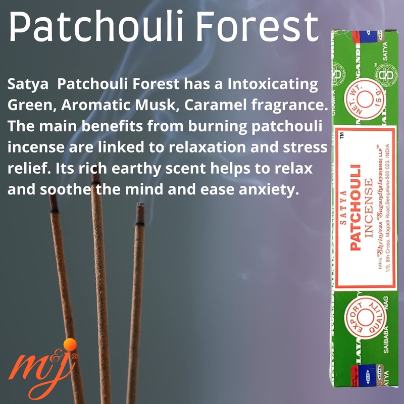 Original Satya Nag Champa Patchouli Incense Sticks | with M&J