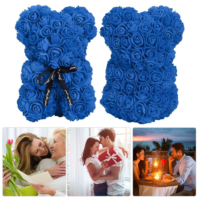 Unique Cute Bear Shape Simulation Artificial Rose Flower with Bowknot