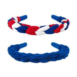 YanJie 4th of July Red White Blue Braided Headband for Girls Independence Day Toddler Teen Baby Girl Headbands Theme Party Hair Accessories