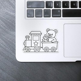 'Christmas Train with Teddy Bear' Clear Sticker Decal – Waterproof Film for Windows, Cars, Walls & Crafts, Medium (100mm) (DC00144169)