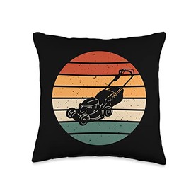 Funny Lawn Care Design Grass And Lawn Mowing Retro Lawn Mower Outfit Cutting Grass Garden Throw Pillow, 16x16, Multicolor