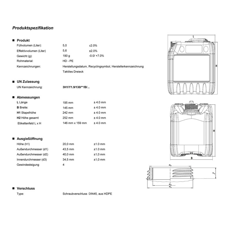 5 Litre Jerry CAN-Water Carrier Container with Tap