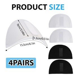 4 Paar Hochwertige Schulterpolster für Damen, Atmungsaktive Schwammpolster für Schulterverstärkung und Modifikation von Kleidung, Weiß und Schwarz (1.5cm)