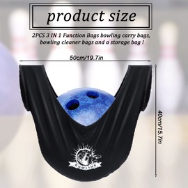 JiaUfmi 2 Pcs Washable Bowling Ball Polisher Bags Bowling Ball Cleaner Holder Bags Black Bowling See Saws Bowling Cleaner Towels for Bowling Ball Cleaning