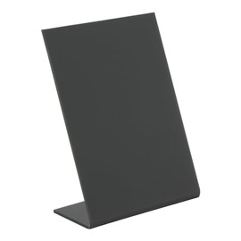 Securit Vertikale Tischkreidetafeln in L-Form, 5er Set DIN A7 Format, mit matter Vorder- und glänzender Rückseite, stapelbar, robust, aus Acryl, schwarz