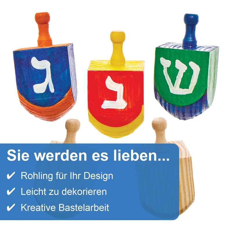 Baker Ross FX939 Wooden Dreidels - Pack of 5 Religious