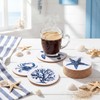 Yetene 8 Pcs Coastal Ceramic Coasters, Cork Base Ocean Housewarming