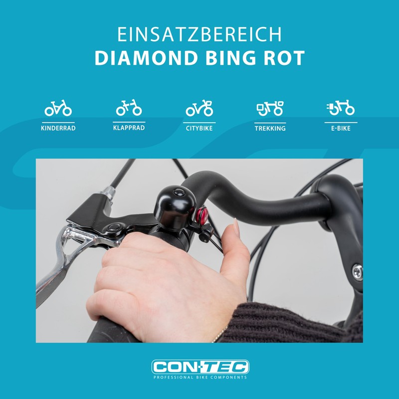 CONTEC Diamond Bing Bike Bell with Handlebar Clamp 22.2mm Diameter