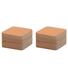 Thirsty Rhino Indah, Cork Coaster With Fiberboard Back, Natural Cork Finish, Set of 20 (Square)