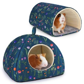 Glittme Guinea Pig Hideout, Soft Guinea Pig Bed and Tunnel, 2 Pack Washable Guinea Pig Tunnel with House Guinea Pig Accessories for Hamster, Rabbit, Bunny, Small Animal
